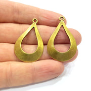 2 Teardrop Charms Antique Bronze Plated Metal  (40x24mm) G15911