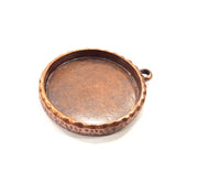 Copper Pendant Blank Resin Base Hammered Cabochon Blank Mosaic inlay Necklace Mountings Antique Copper Plated Metal (30 mm blank)  G15913