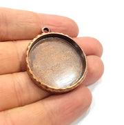 Copper Pendant Blank Resin Base Hammered Cabochon Blank Mosaic inlay Necklace Mountings Antique Copper Plated Metal (30 mm blank)  G15913