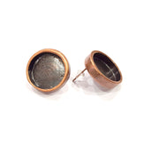 Earring Blank Backs Base Settings Copper Resin Blank Cabochon Base inlay Mountings Antique Copper Plated Brass (16mm blank) 1 Pair G15916