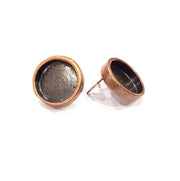 Earring Blank Backs Base Settings Copper Resin Blank Cabochon Base inlay Mountings Antique Copper Plated Brass (16mm blank) 1 Pair G15916