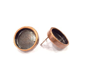 Earring Blank Backs Base Settings Copper Resin Blank Cabochon Base inlay Mountings Antique Copper Plated Brass (16mm blank) 1 Pair G15916