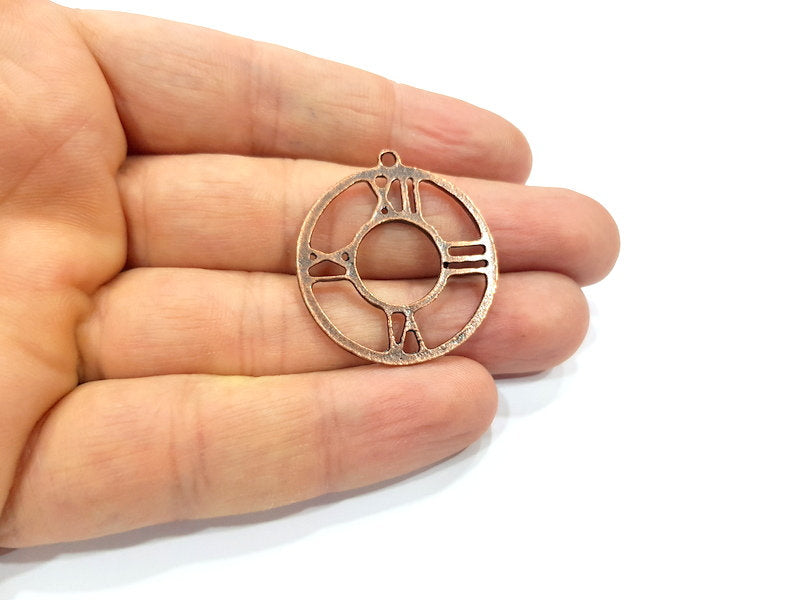 4 Clock Charm Antique Copper Plated Metal (30mm) G15917