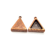 2 Copper Pendant Blank Resin Base Hammered Cabochon Blank Mosaic inlay Necklace Mounting Antique Copper Plated Metal (14x13mm blank)  G15918