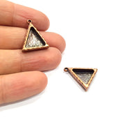 2 Copper Pendant Blank Resin Base Hammered Cabochon Blank Mosaic inlay Necklace Mounting Antique Copper Plated Metal (14x13mm blank)  G15918