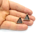 2 Copper Pendant Blank Resin Base Hammered Cabochon Blank Mosaic inlay Necklace Mounting Antique Copper Plated Metal (14x13mm blank)  G15918