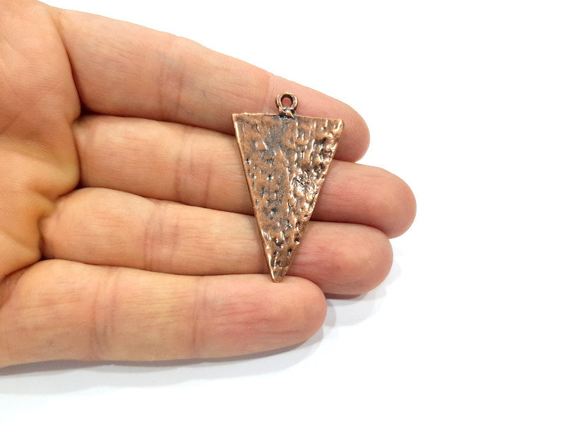2 Geometric Triangle Charm Antique Copper Charm Antique Copper Plated Metal (44x25mm) G15919