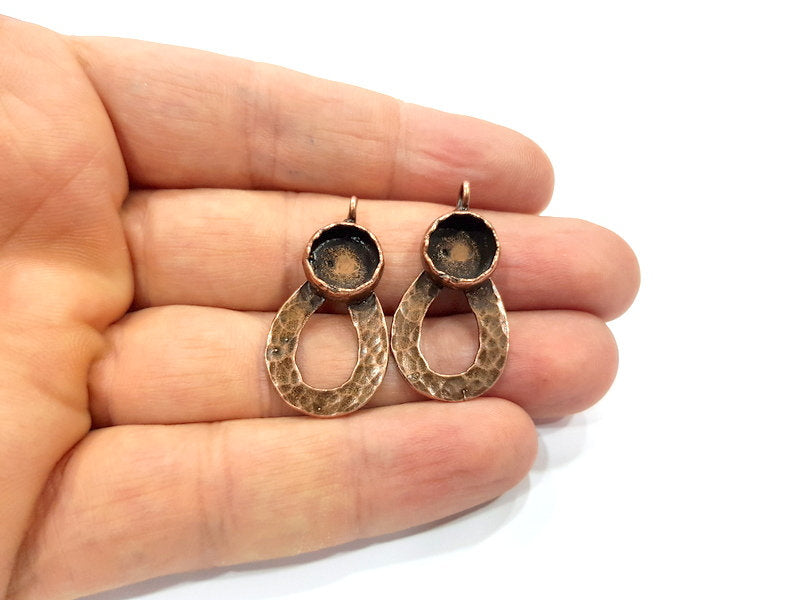 Antique Copper Pendant Blank Mosaic Base Blank inlay Necklace Blank Resin Blank Mountings Copper Plated Brass ( 10 mm blank) G15927