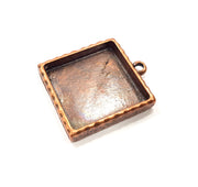 Copper Pendant Blank Resin Base Hammered Cabochon Blank Mosaic inlay Necklace Mountings Antique Copper Plated Metal (25 mm blank)  G15929