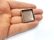 Copper Pendant Blank Resin Base Hammered Cabochon Blank Mosaic inlay Necklace Mountings Antique Copper Plated Metal (25 mm blank)  G15929