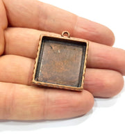 Copper Pendant Blank Resin Base Hammered Cabochon Blank Mosaic inlay Necklace Mountings Antique Copper Plated Metal (25 mm blank)  G15929