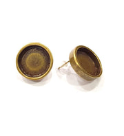 Earring Blank Backs Antique Bronze Resin Base inlay Blank Cabochon Mountings Setting Antique Bronze Plated Metal (16mm blank) 1 pair G15930