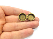 Earring Blank Backs Antique Bronze Resin Base inlay Blank Cabochon Mountings Setting Antique Bronze Plated Metal (16mm blank) 1 pair G15930