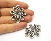 2 Silver Charms Antique Silver Plated Charms (44x36mm)  G17446