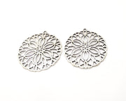 2 Silver Charms Antique Silver Plated Charms (40mm)  G16754