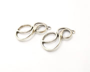 2 Silver Charms Antique Silver Plated Charms (43x20mm)  G16755