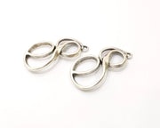 2 Silver Charms Antique Silver Plated Charms (43x20mm)  G16755