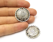 2 Silver Charms Connector Antique Silver Plated Charms (29mm)  G16759