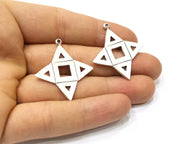 4 Star Charms Antique Silver Plated Charms (36x33mm)  G16766