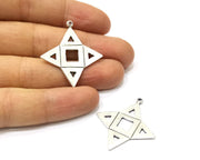 4 Star Charms Antique Silver Plated Charms (36x33mm)  G16766
