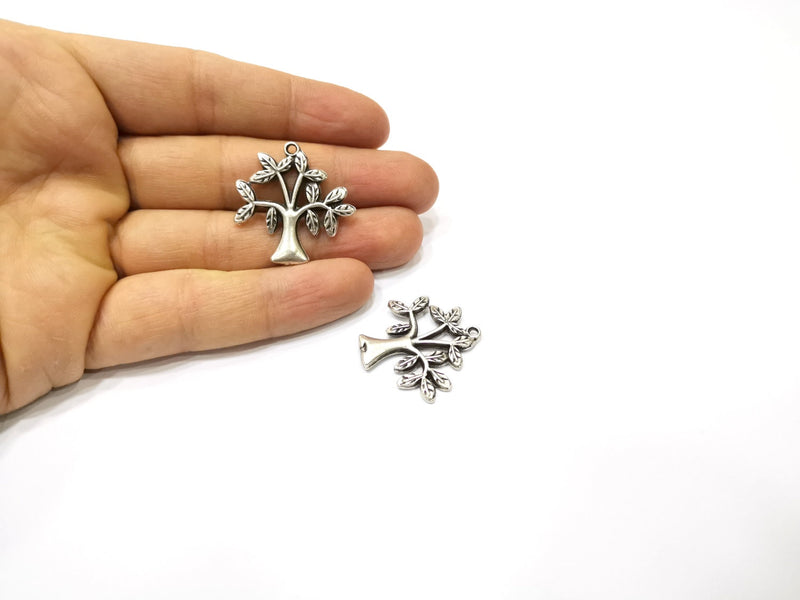 2 Tree Charms Antique Silver Plated Charms (31x30mm)  G16770