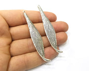 2 Leaf Charms Antique Silver Plated Charms (72x13mm)  G16771