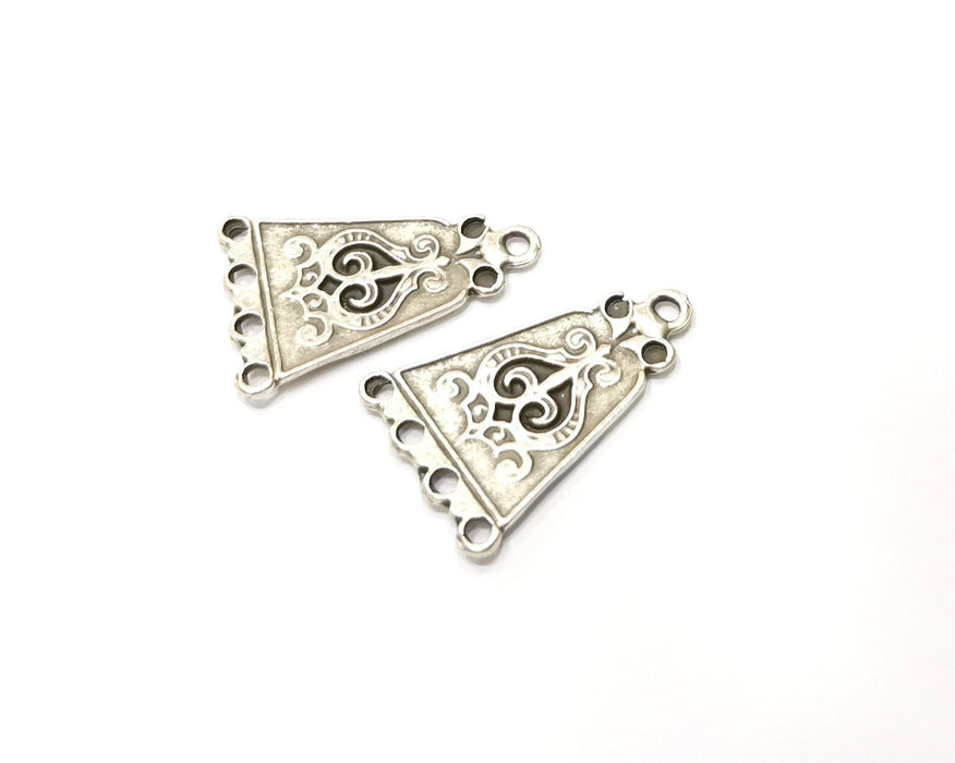 2 Silver Charms Connector Antique Silver Plated Charms (32x21mm)  G16773