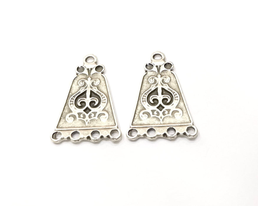 2 Silver Charms Connector Antique Silver Plated Charms (32x21mm)  G16773