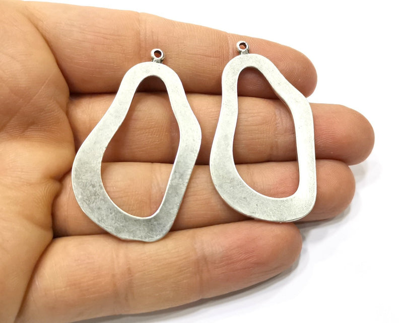 2 Silver Charms Antique Silver Plated Charms (49x31mm)  G16776