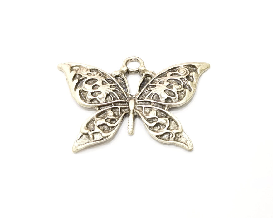 Butterfly Pendant Antique Silver Plated Pendant (57x41mm) G17222