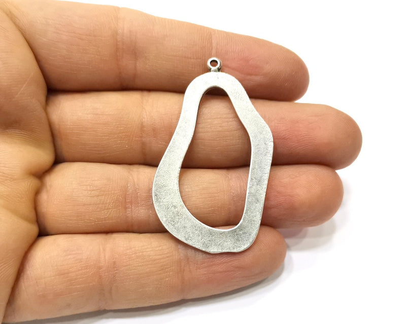 2 Silver Charms Antique Silver Plated Charms (49x31mm)  G16776