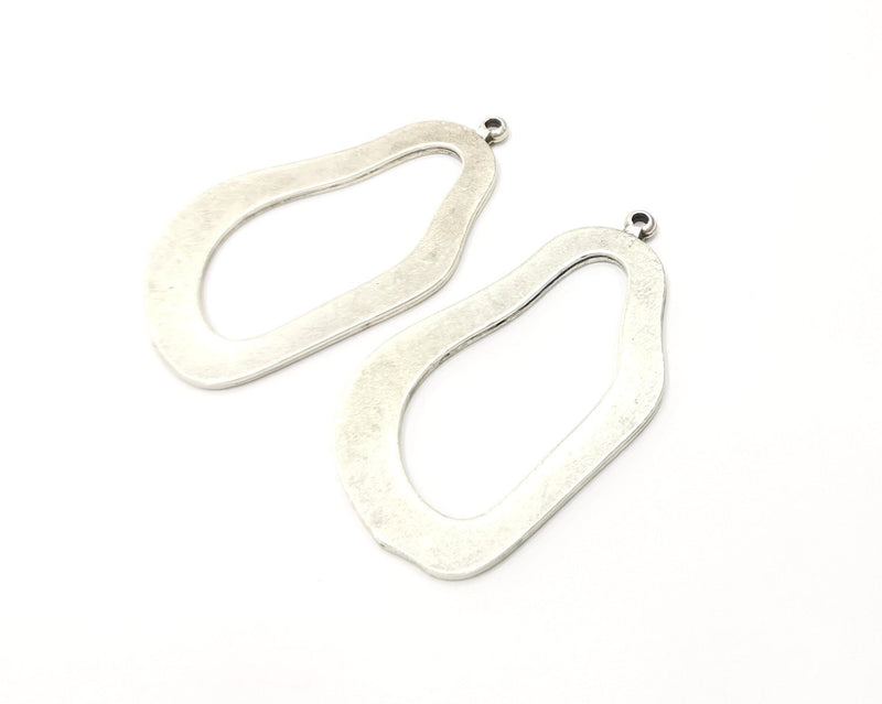 2 Silver Charms Antique Silver Plated Charms (49x31mm)  G16776