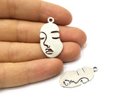 2 Silver Charms Antique Silver Plated Charms (32x16mm)  G16776
