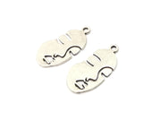 2 Silver Charms Antique Silver Plated Charms (32x16mm)  G16776