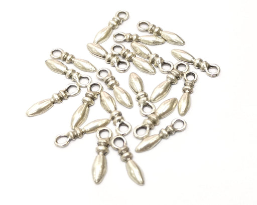 20 Silver Charms Antique Silver Plated Charms (19x4mm)  G16777