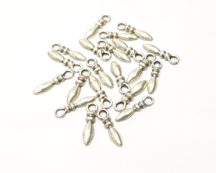 20 Silver Charms Antique Silver Plated Charms (19x4mm)  G16777