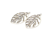 2 Leaf Charms Antique Silver Plated Charms (49x30mm)  G16778