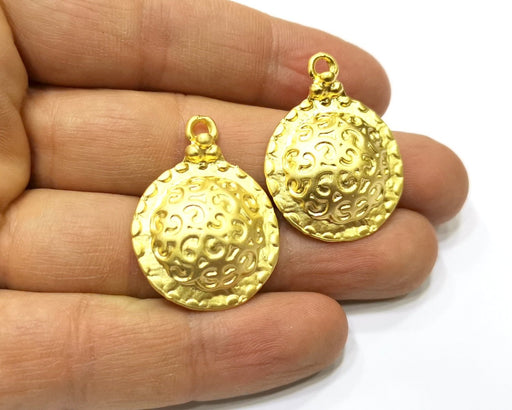 2 Gold Charms Gold Plated Charms  (33x25mm)  G16783