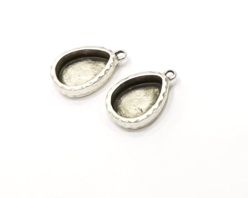 4 Silver Hammered Base Blank inlay Blank Pendant Base Resin Blank Mosaic Mountings Antique Silver Plated Metal (14x10mm blank )  G16787