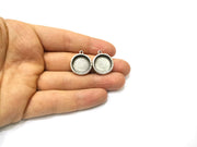 4 Silver Hammered Base Blank inlay Blank Pendant Base Resin Blank Mosaic Mountings Antique Silver Plated Metal (16mm blank )  G16794