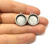 4 Silver Hammered Base Blank inlay Blank Pendant Base Resin Blank Mosaic Mountings Antique Silver Plated Metal (16mm blank )  G16794