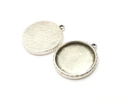 Silver Hammered Base Blank inlay Blank Pendant Base Resin Blank Mosaic Mountings Antique Silver Plated Metal (30mm blank )  G16795