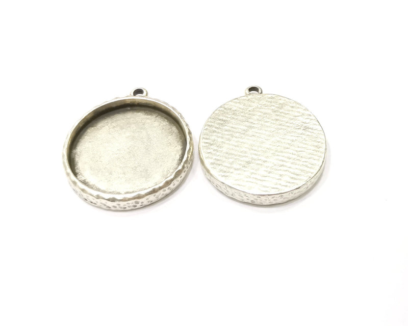 Silver Hammered Base Blank inlay Blank Pendant Base Resin Blank Mosaic Mountings Antique Silver Plated Metal (30mm blank )  G16795