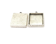 2 Silver Hammered Base Blank inlay Blank Pendant Base Resin Blank Mosaic Mountings Antique Silver Plated Metal (25x25mm blank )  G16799