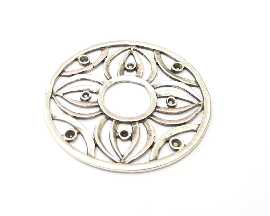 Flower Pendant Antique Silver Plated Pendant (57mm) G17485