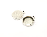 2 Silver Hammered Base Blank inlay Blank Pendant Base Resin Blank Mosaic Mountings Antique Silver Plated Metal (18mm blank )  G16814