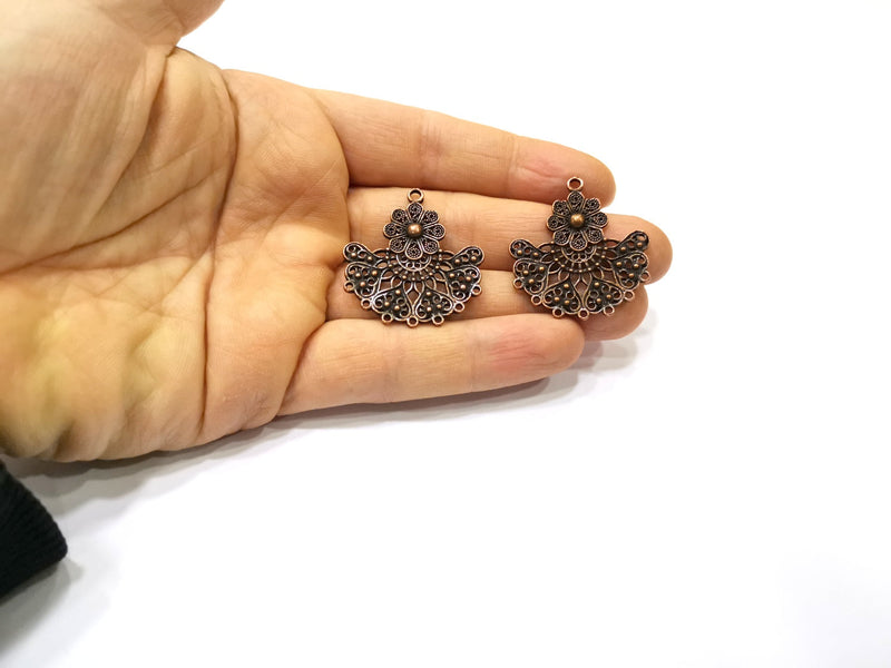 2 Copper Charm Connector Antique Copper Charm (36x34mm) G16819