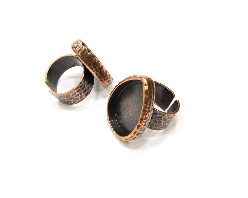 Copper Ring Blank Setting Cabochon Base inlay Ring Backs Mounting Adjustable Ring Base Bezel (25x18mm blank) Antique Copper Plated G16823