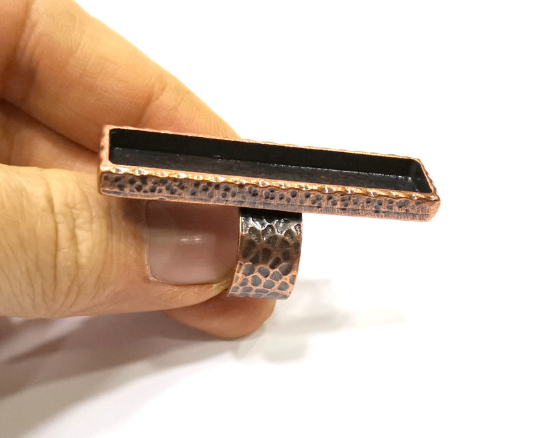 Copper Ring Blank Setting Cabochon Base inlay Ring Backs Mounting Adjustable Ring Base Bezel (50x10mm blank) Antique Copper Plated G16824