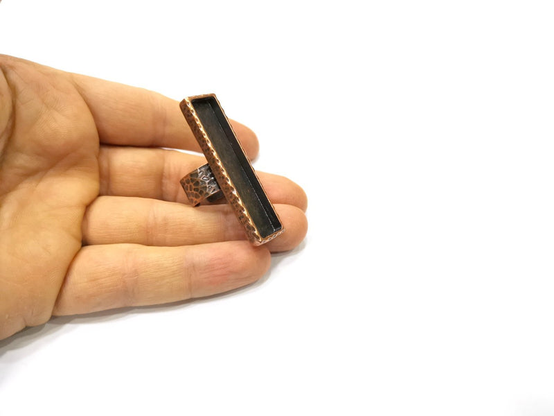Copper Ring Blank Setting Cabochon Base inlay Ring Backs Mounting Adjustable Ring Base Bezel (50x10mm blank) Antique Copper Plated G16824